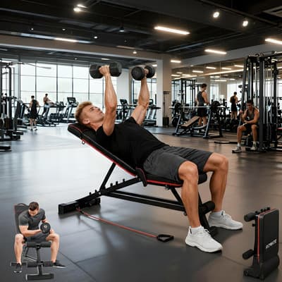 ROWIDE® Banco Pesas Multiposiciones Gym Ejercicio Ajustable Plegable,Banco para Ejercicio Gym Multiposiciones Carga 250 kg Casa Puede Ejercitar los Músculos del Pecho Hombros Brazos y piernas Gimnasio