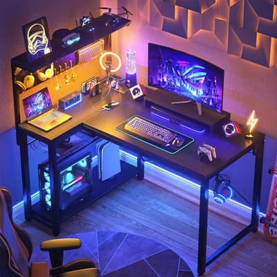 Escritorio Computadora De Grand Led Puertos Carga Mesa Gamer