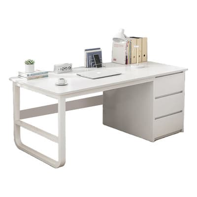 Escritorio Para Computadora Mesa Escritorio Home Office Con 3 Cajones, Blanco-cajón A La Izquierda