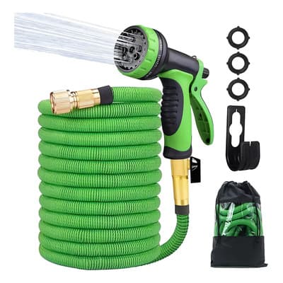 Manguera De Jardín Expandible De Hasta 15 M Con 8 Modos Ichido Verde