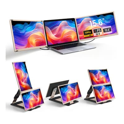 Monitor Portatil Triple Para Laptop USB-C Ips 15.6 Pulgadas Full Hd 1080p Gamer con bocinas para Laptop, Mac, Xbox y Switch - Cevaton S6