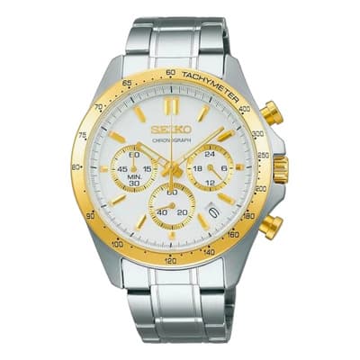 Seiko Sbtr024 Reloj Cronógrafo De Cuarzo Para Hombre Correa Plateado Bisel Dorado Fondo Blanco - $4,999.00 en Mercado Libre | PrecioMX