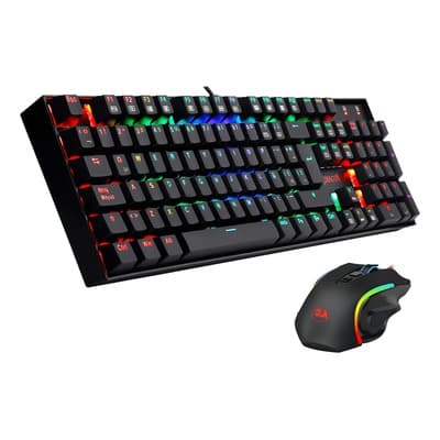 Kit de teclado y mouse gamer Redragon K551RGB-BA Español Latinoamérica de color negro