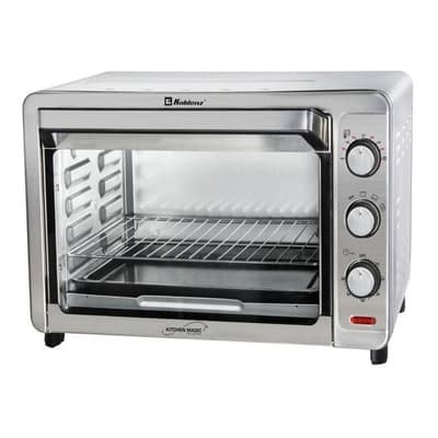 Horno de mesa eléctrico Koblenz HKM-1500 S 32L 3 Programas de Cocción Rango de 100°C a 250°C Timer de 60 Minutos y Accesorios Acero Inoxidable 1500 W