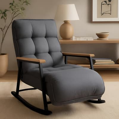 Sillon Reclinable Multifuncional Cómodo Mecedora Leif Color Gris oscuro