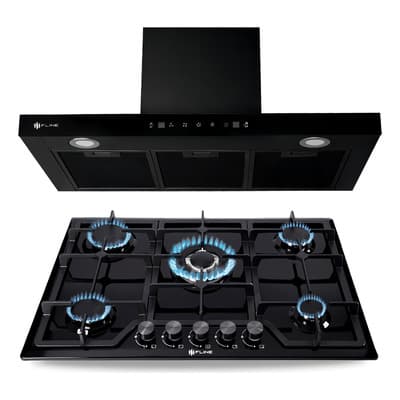 Combo Parrilla De Gas Y Campana Extractora 76/80cm | Ri5ni80 Color Negro