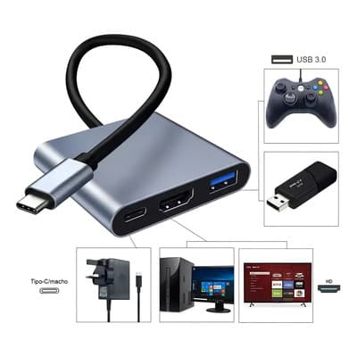 Adaptador Usb C A Hdmi 3-en-1 Domoko, Usb-3.1 10cm, 4k, Puerto Usb 3.0, Carga Pd, Diseño Ligero, Color Gris | Compatible Con Macbook, Huawei Matebook, Samsung Galaxy - $89.39 en Mercado Libre | PrecioMX
