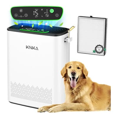 Purificador De Aire KNKA Filtro HEPA Para Alergias en el Hogar, Recámara Grande, Filtros Lavables, Monitor De Calidad Del Aire, Modos De Auto Y Sueño, Difusora, Silencioso