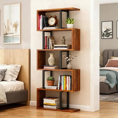 Furrific Marrón Librero Organizador En S Con 6 Niveles,estante Para Sala 160x70 cm Adecuado para salas de estudio, salas de estar, dormitorios, oficinas, etc