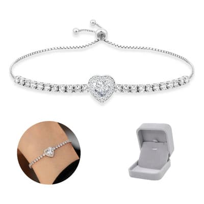 Pulsera De Corazon Plata 925 Cristales De Circonia Joyería Para Mujer Plateado - $219.00 en Mercado Libre | PrecioMX