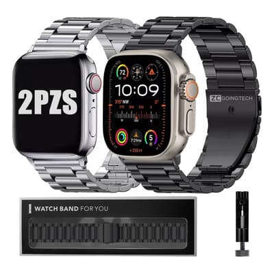 Zcgoingtech 2pzs Correa Acero Para Apple Watch Serie 11 10 9 8 7 6 Etc/se 1 2 3/ultra 1 2 3.42mm/44mm/45mm/46mm/49mm 42mm/44mm/45mm/49mm - $197.50 en Mercado Libre | PrecioMX