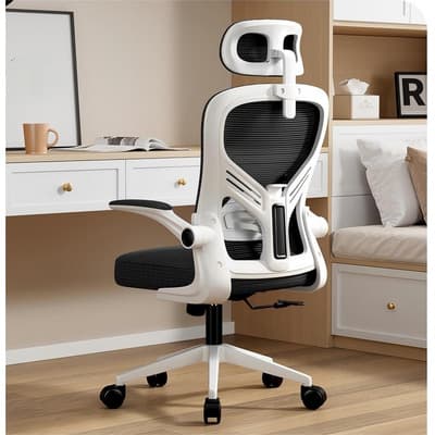 Silla De Escritorio Oficina Ergonomica Con Lumbar Ajustable Color Blanco/negro Material Del Tapizado Algodón