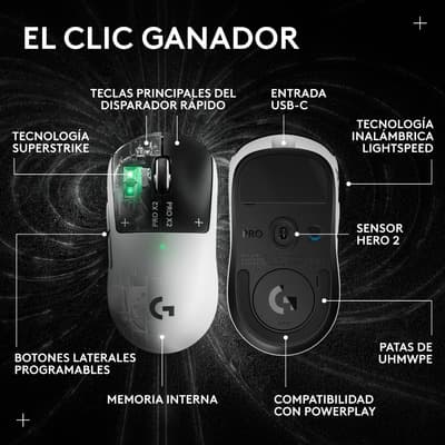 Mouse Inalámbrico Gaming Logitech G Pro X2 Superstrike Blanco Con Negro - $3,599.00 en Mercado Libre | PrecioMX