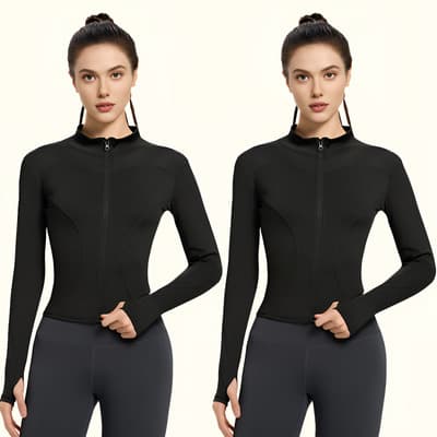 2pcs Playera Deportiva Blusa Secado Rápid Manga Larga Mujer