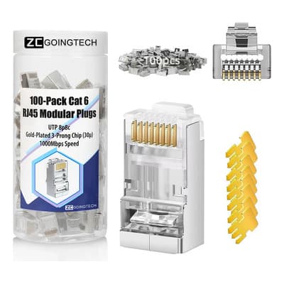 Zcgoingtech 100pzs Conectores Rj45 Cat6 Blindados Red 1 Gbps Metal Alta Velocidad.30 Micras Chip Chapado En Oro - $177.50 en Mercado Libre | PrecioMX
