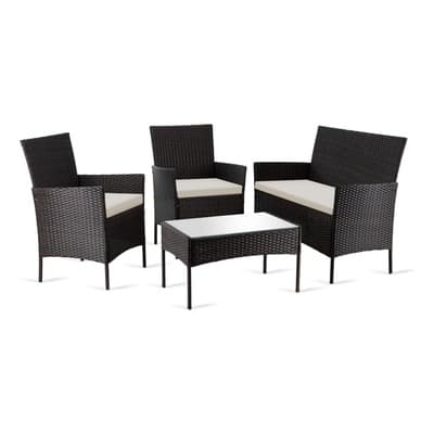 Sala De Jardín Café Kingshouse De Ratán Sintético Tipo Mimbre Con Cojines Resistentes Al Agua Y Rayos Uv, Incluye 1 Sillón Doble, 2 Sillones Individuales Y Mesa De Centro Con Vidrio Templado - $2,868.00 en Mercado Libre | PrecioMX