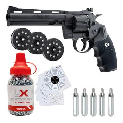 Revólver CO2 Colt Python 357 Calibre 4.5mm Negro con Clip Removible