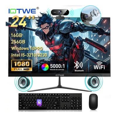 All In One Computadora 24 Pulgadas Intel I5 16gb Ram 256gb Ssd Win 10 Pro Fhd Cámara Hd 4k Altavoz Incorporado De 6 W... Negro