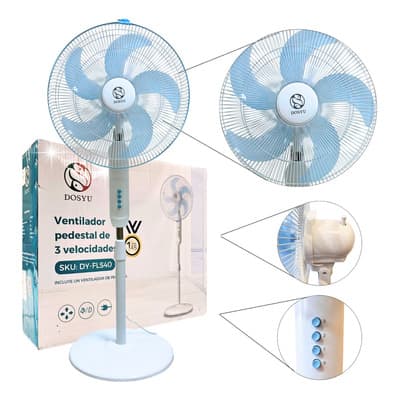 Ventilador De Pedestal 5 Aspas 3 Velocidades 16 Pulgadas Abanico Potente Silencioso Altura Ajustable Para Hogar U Oficina Facil Instalación Base Solida 40.64 Cm Blanco Plástico - $740.00 en Mercado Libre | PrecioMX