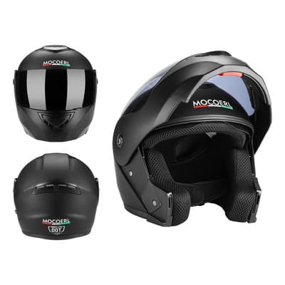 Casco Sleek Para Moto Abatible Certificado Dot Monocolor Negro Mate Mocoerl 903 Talla S