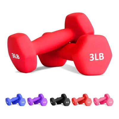Par Mancuernas Hexagonales 3 Lb Para Ejercicio Pilates Yoga Rojo