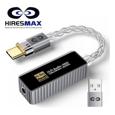 Adaptador De Audio Dac Hiresmax Ha01 Usb Tipo C A Jack 3.5mm Para Audífonos / Convertidor Decodificador Auxiliar Cable Entrada Usb A A 3.5mm Pcm 32bit 384khz Dsd256 Dop256 Gris
