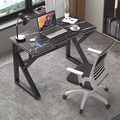 Escritorio Gamer / Oficina Industech Nórdico 110cm Diseño Mármol Negro