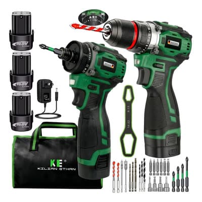 Kit de Taladro Percutor Inalámbrico sin Escobillas + Atornillador Destornillador Kilian Ethan KE957 | 3 Baterías + Brocas Profesionales para Hormigón y Madera etc | Llave manual universal 8-22 mm - $856.05 en Mercado Libre | PrecioMX