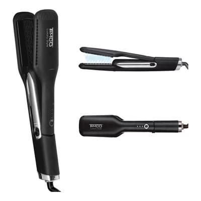 Plancha Para Cabello Y Secadora De Cabello Timco Ceramica Color Negro