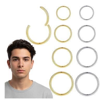 8pzs Anillo Piercing Falso Nariz Septum Labios Orejas Acero Plata + Oro - $97.35 en Mercado Libre | PrecioMX
