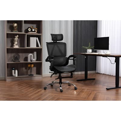 Silla Oficina Ergonómica Ejecutiva Con Malla De Asiento Lumb Color Negro Completo