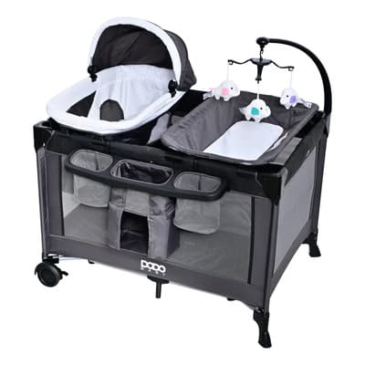 Corral Para Bebé Dodo Baby Stella Con Moisés Y Cambiador Negro