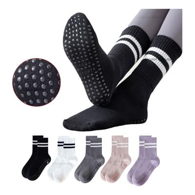 5 Pares De Calcetines Yoga De Largos Antideslizantes Mujeres