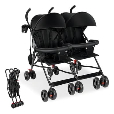 Novangua Carriola Doble Plegable Para Bebé, Con Portavasos Incluido, Plegado A Una Mano, Toldo Ajustable A 3 Modos Y Arnés De Seguridad De 5 Puntos Con 3 Pedales De Frenos, Toldo Removible Negro Negro - $2,247.00 en Mercado Libre | PrecioMX