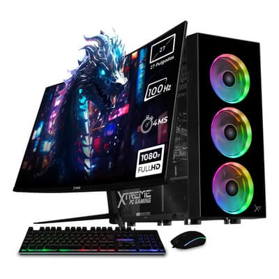 Xtreme Pc Gaming Amd Radeon Vega 8 Ryzen 7 5700g 16gb Ssd 500gb Monitor Curvo 27 100hz Wifi Black