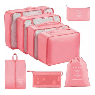 8 Piezas Organizadores De Viaje Para Maletas,impermeable Bolsas De Equipaje Cubos Embalaje De Viaje Bolsas De... Rosa - $129.56 en Mercado Libre | PrecioMX