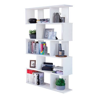 Librero Madera Moderno Minimalista Multifuncional 5 Niveles Color Blanco