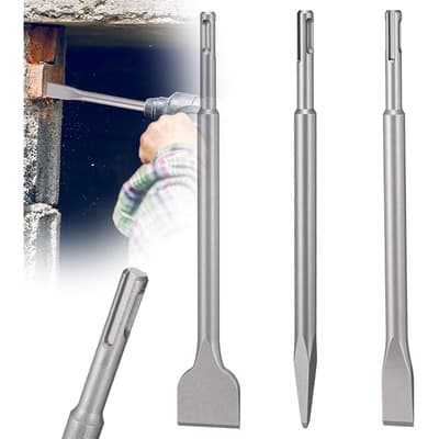 Juego De Cinceles Sds Plus De 3 Pzs Para Taladro Percutor, Incluye Cincel Punta, Plano Y Para Azulejos, Fabricados En Acero 40cr, Ideales Para Ladrillo, Concreto, Bloques Y Mampostería