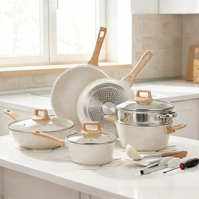 Juego De Ollas Y Sartenes Lartela Batería De Cocina Antiadherentes Ollas Y Medical Stone