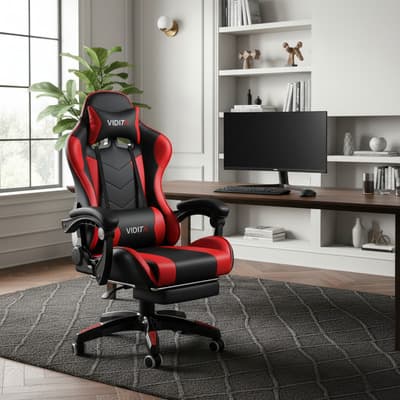 ViditaSilla GX2000 Vidita Vidita ergonómica negra y roja con tapizado de cuero sintético