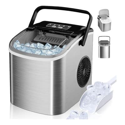 Máquina Para Hacer Hielo 2 Tamaños Portátil Eléctrica 12kg Plateado