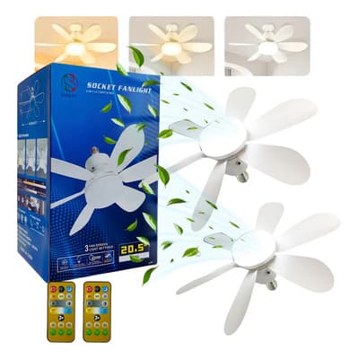 2 Pzs Ventilador De Techo Con Control Remoto Y Foco Dimmer Abánico 3 Velocidades Marca Dosyu 6 Aspas 45 Cm 50 Blanco Plástico - $653.88 en Mercado Libre | PrecioMX