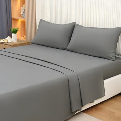 Juego De Sábanas Ultrasuave Anti-ácaros 4pzs Matrimoniale Color Gris Diseño de la tela solid color