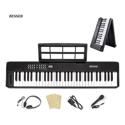 Besser 61 Teclas Teclado Musical Piano Electrónico Negro