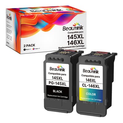 Beautink Cartucho De Tinta Compatible Para Pg-145xl Para Cl-146xl De Repuesto Para Canon Para 145 Y 146 Xl, Funciona Para Ip2820 Mx491 Mg2410 Mg2510 Mg2910 Mg3010 Ts201 Ts301 Ts3110 Tr4510