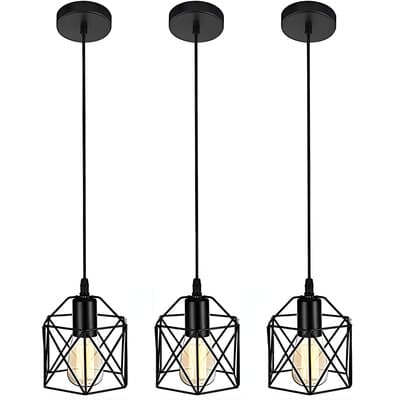 Colgante Minimalista Herraje Vintage Completo,3 Unidad Estructura Negro