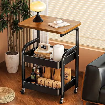 Carrito Organizador de Metal 3 Niveles Multiusos con Ruedas y Freno Negro