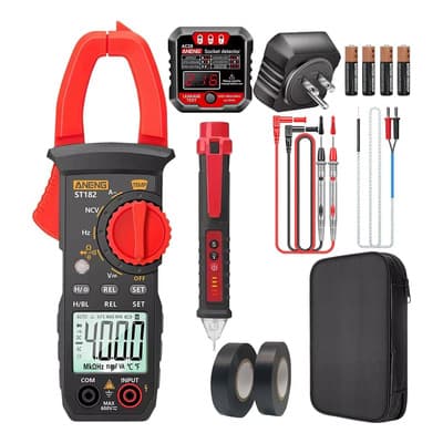 Multimetro De Gancho Amperimetrica Amperimetro De Ac/dc Kit De Multímetro 4 In 1multímetro+2* Cables De Prueba+tomas De Corriente+detector De Voltaje+bolsa De Almacenamiento Portátil