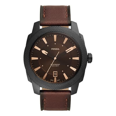 Reloj Hombre Fossil Machine Piel Sostenible 49mm Color de la correa Marrón