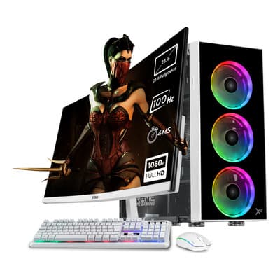 Xtreme Pc Gaming Amd Radeon Vega Renoir Ryzen 7 5700g 16gb Ssd 1tb Monitor Curvo 23.8 100hz Wifi Dragonfly White